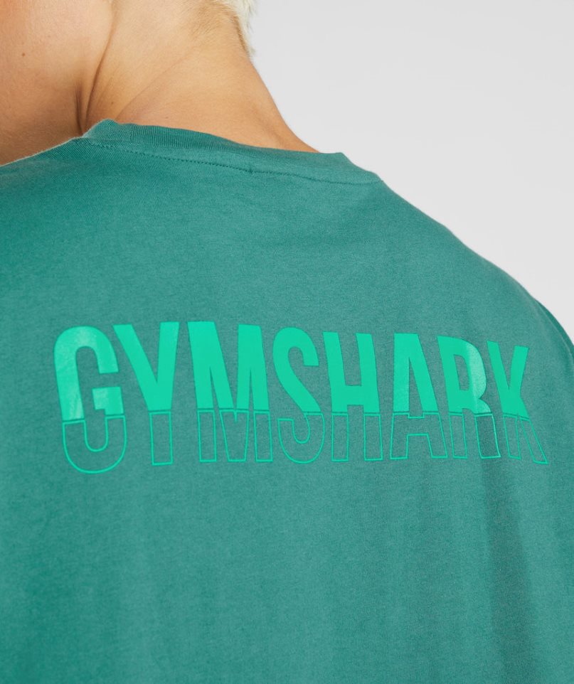 Women's Gymshark Fraction Oversized T-Shirts Green | CA A30675